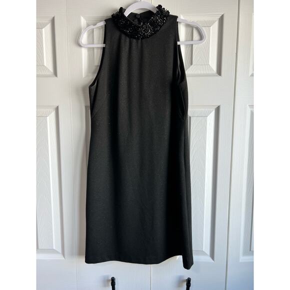 Maggie London Sleeveless Beaded High Neck Collar Tank Cocktail Dress Size 6 - Picture 1 of 11